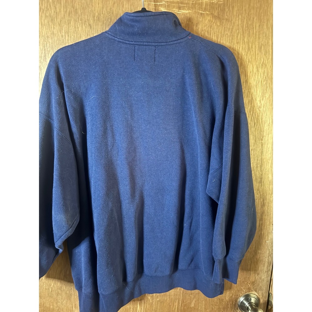 Express Athletique Vintage 90s EXP Paris France Quarter Zip Sweatshirt Navy M - Picture 3 of 3